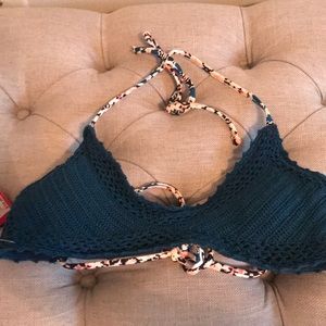 Navy target bikini top